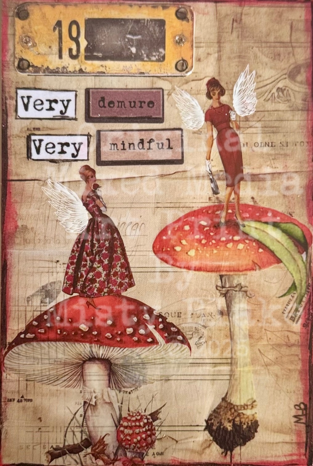 Very demure very mindful fairy women on mushrooms collage