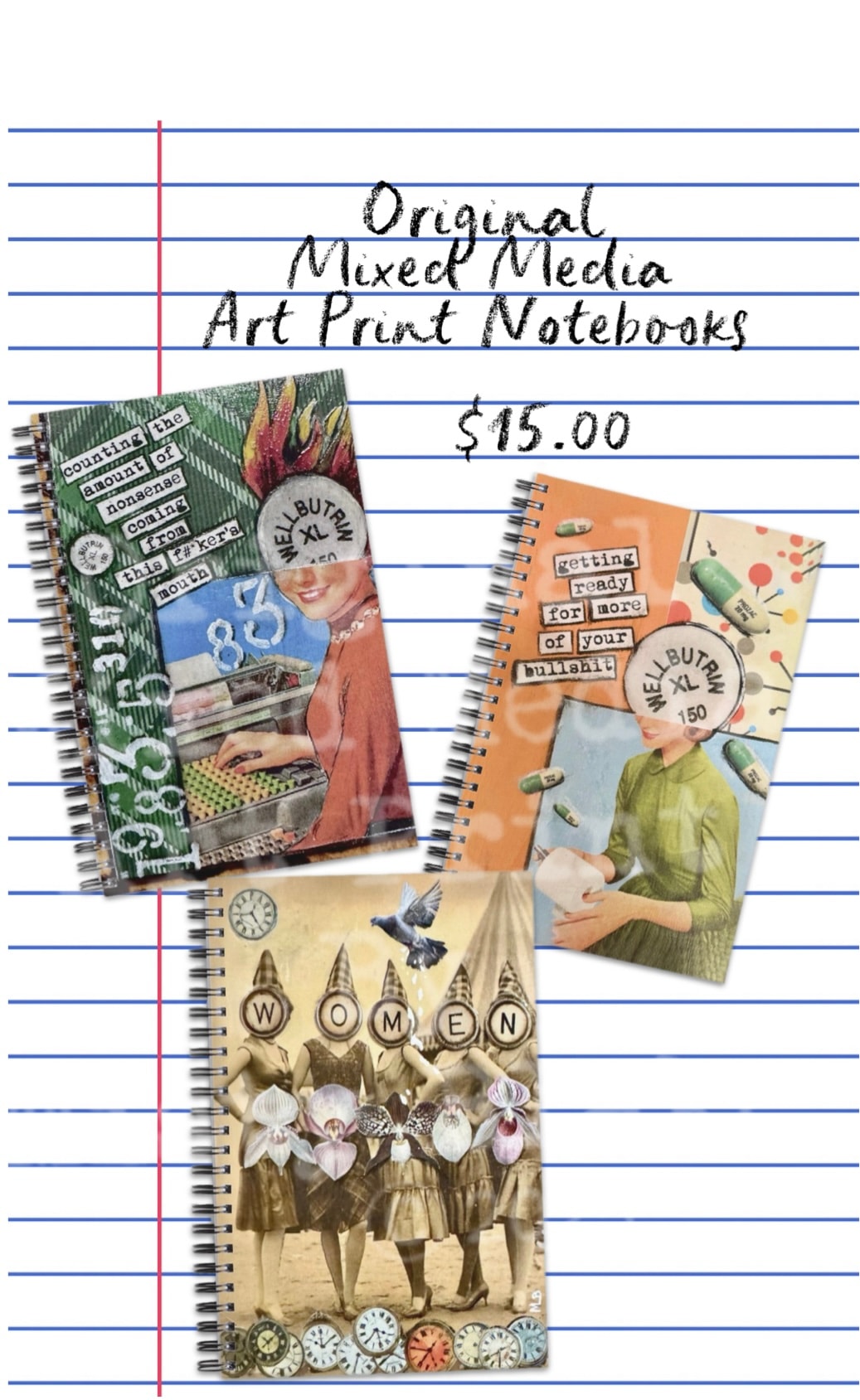 Original mixed media art print notebooks product photo