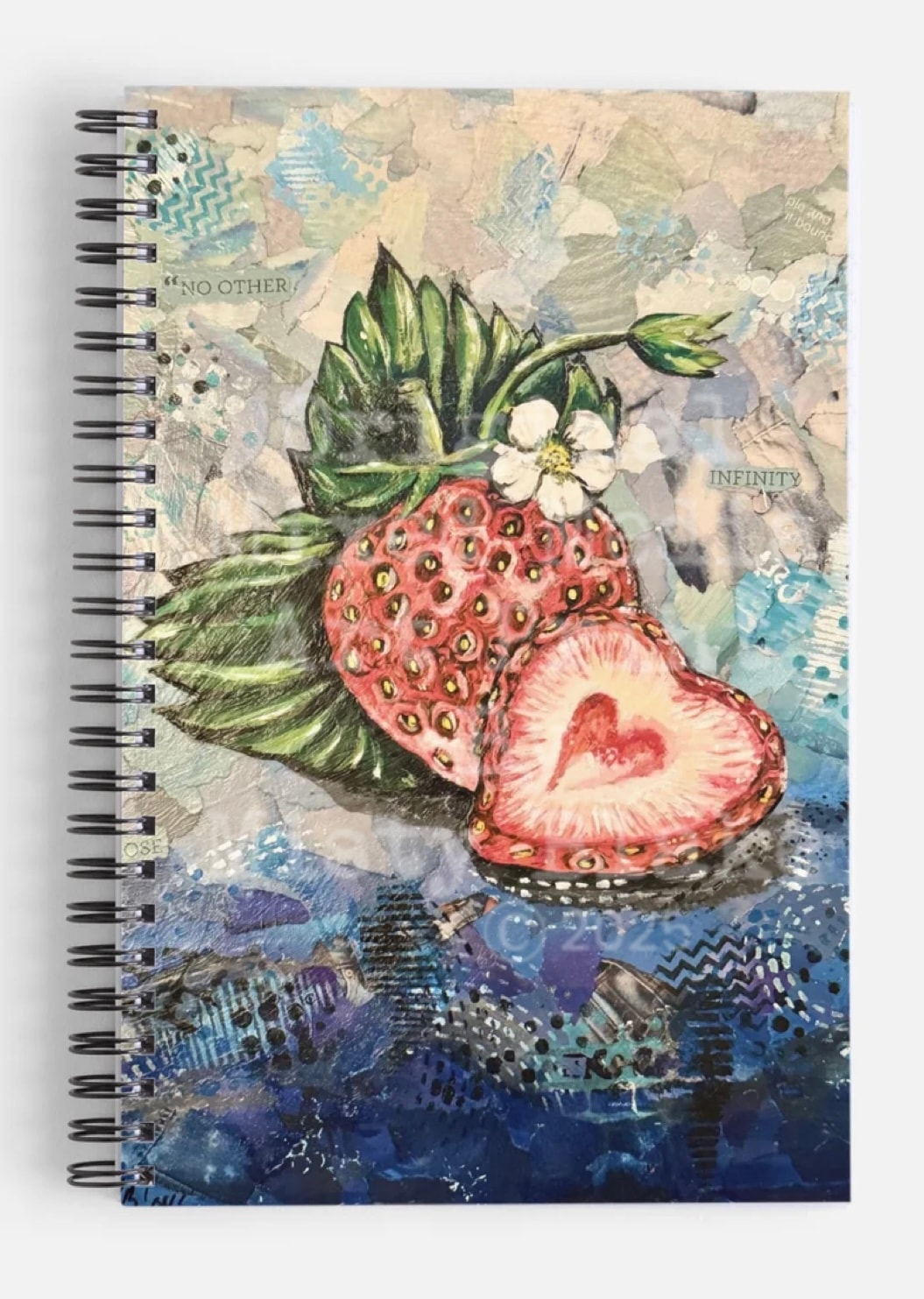 Strawberry heart botanical collage notebook cover no other infinity