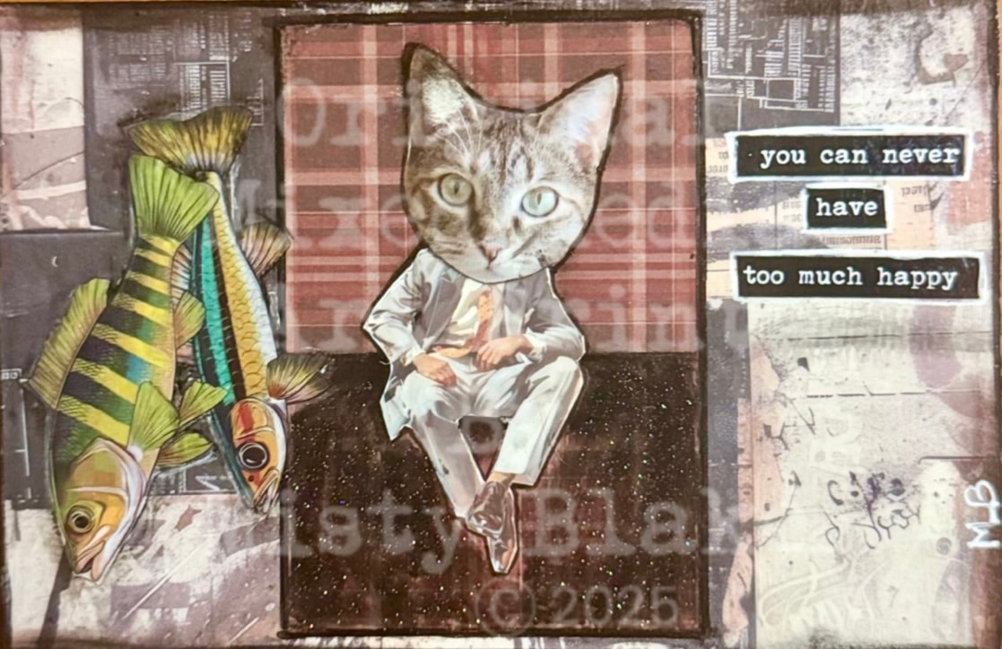 Collage cat in suit you can never have too much happy